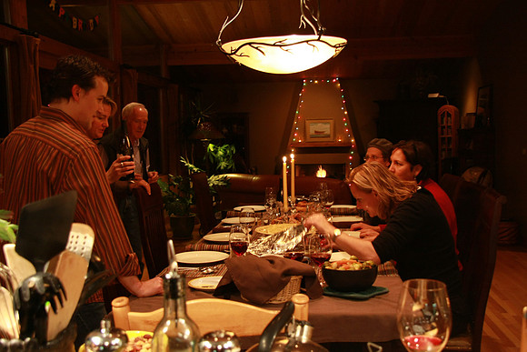 The Thanksgiving table looking one way
