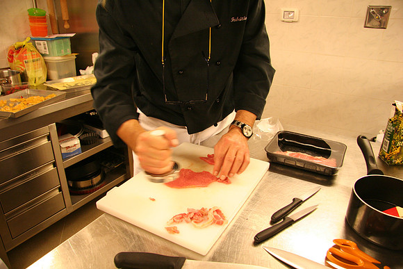 Pounding out veal