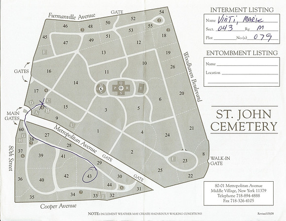 St John Cemetery Map 1 - Vinti Plot