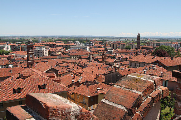 View of red roofs from the Casa Cavassa.